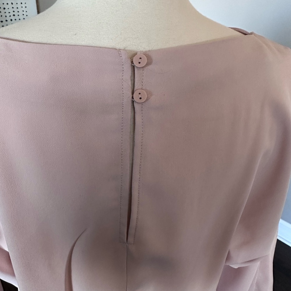 PROLOGUE Midi Dress Blush Pink Dolman 3/4 Sleeve Handkerchief Hem XL Worn 1x - Picture 3 of 10